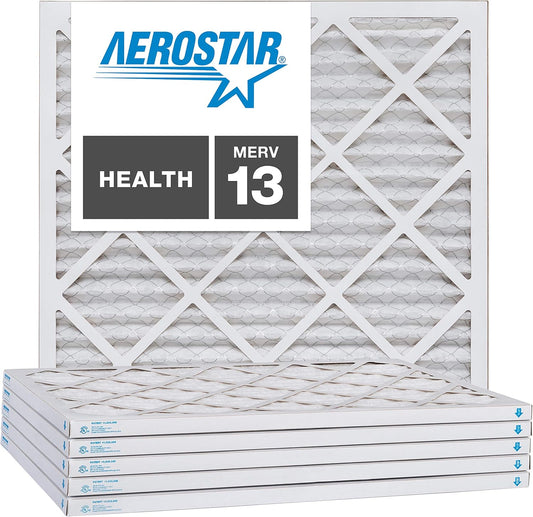 Aerostar 22x22x1 MERV 13, Pleated Air Filter, 22x22x1, Box of 6, Made in the USA