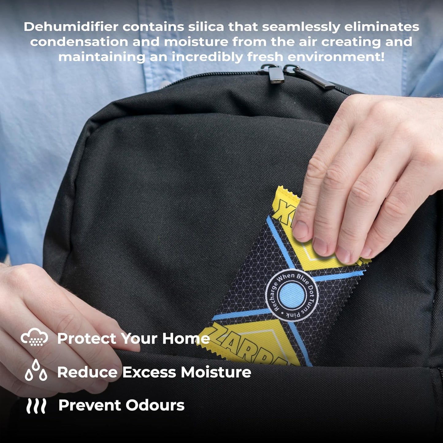 4.4 oz/125g Rechargeable Desiccant Packs Dehumidifier Bag - 12 Pack - Moisture Absorbers For Safes, Car, Bathroom, Storage - Moisture Remover Eliminates Humidity - Reusable Desiccant Bags