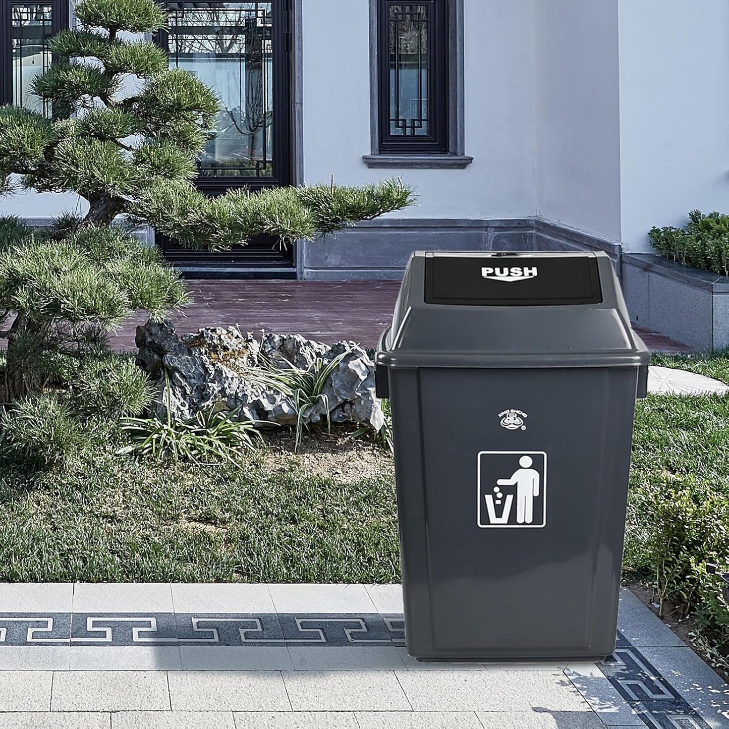 4 Packs 13 Gallon Commercial Heavy-Duty Trash/Garbage Can, Swing Lid Waste Container for Home/Garage/Kitchen/Outdoor/Driveway