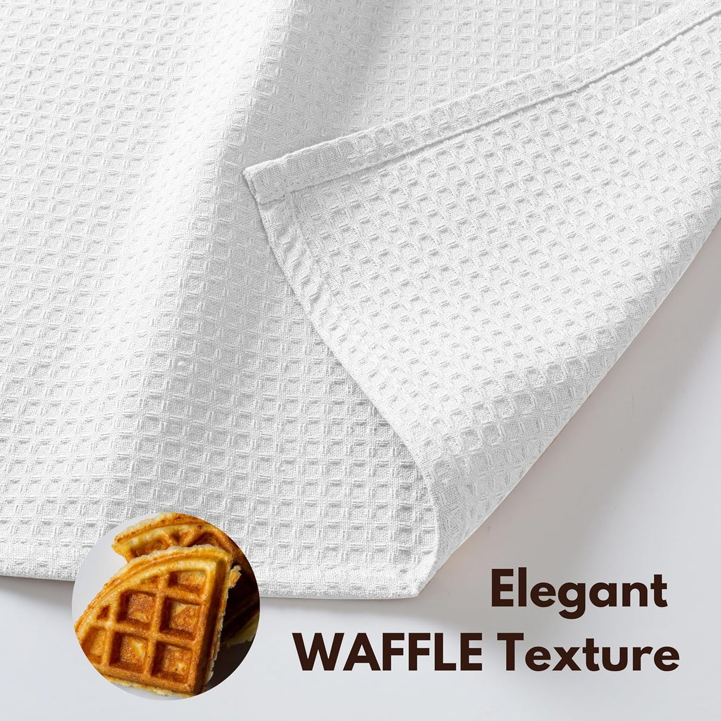 Native Fab Cotton Kitchen Towel with Hanging Loop 16x26 inches, 6-Pack, Waffle Weave Kitchen Towels for Cleaning Drying, Washcloths Soft & Absorbent Cloth Rags, Bar Towel, Dish Cloth, White