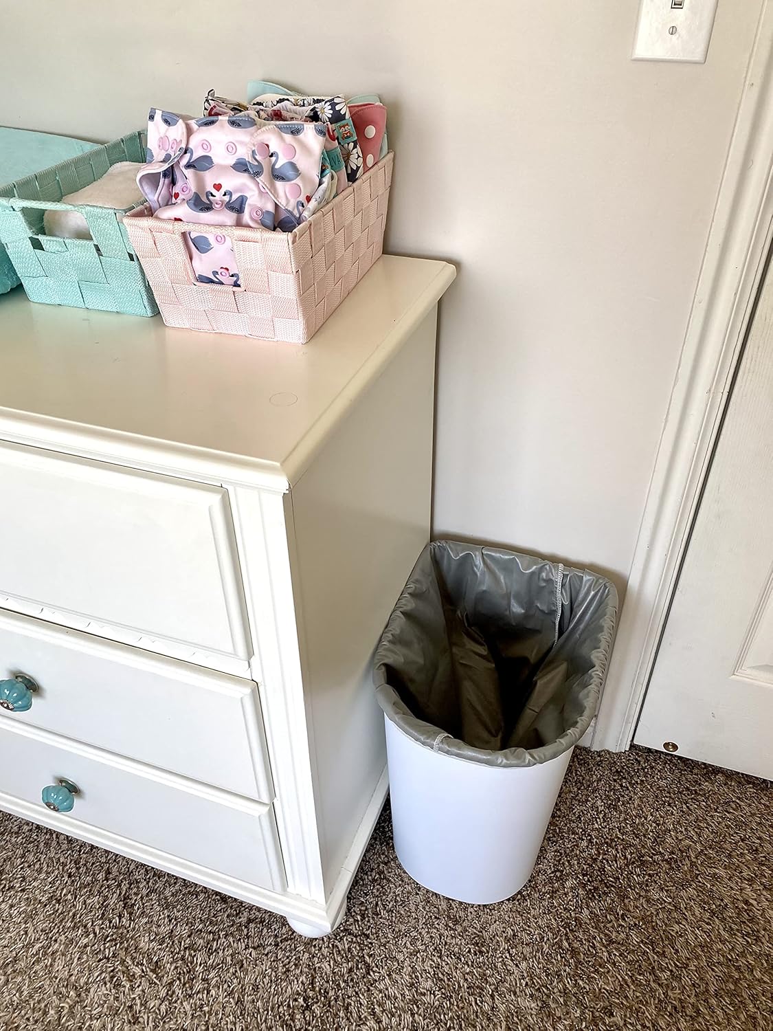 ALVABABY Reusable Diaper Pail Liner for Cloth Diaper,Rubbish Bag,Laundry,Kitchen Garbage Cans (Black Grey, Small Size：5 Gallon) LLS-B2629