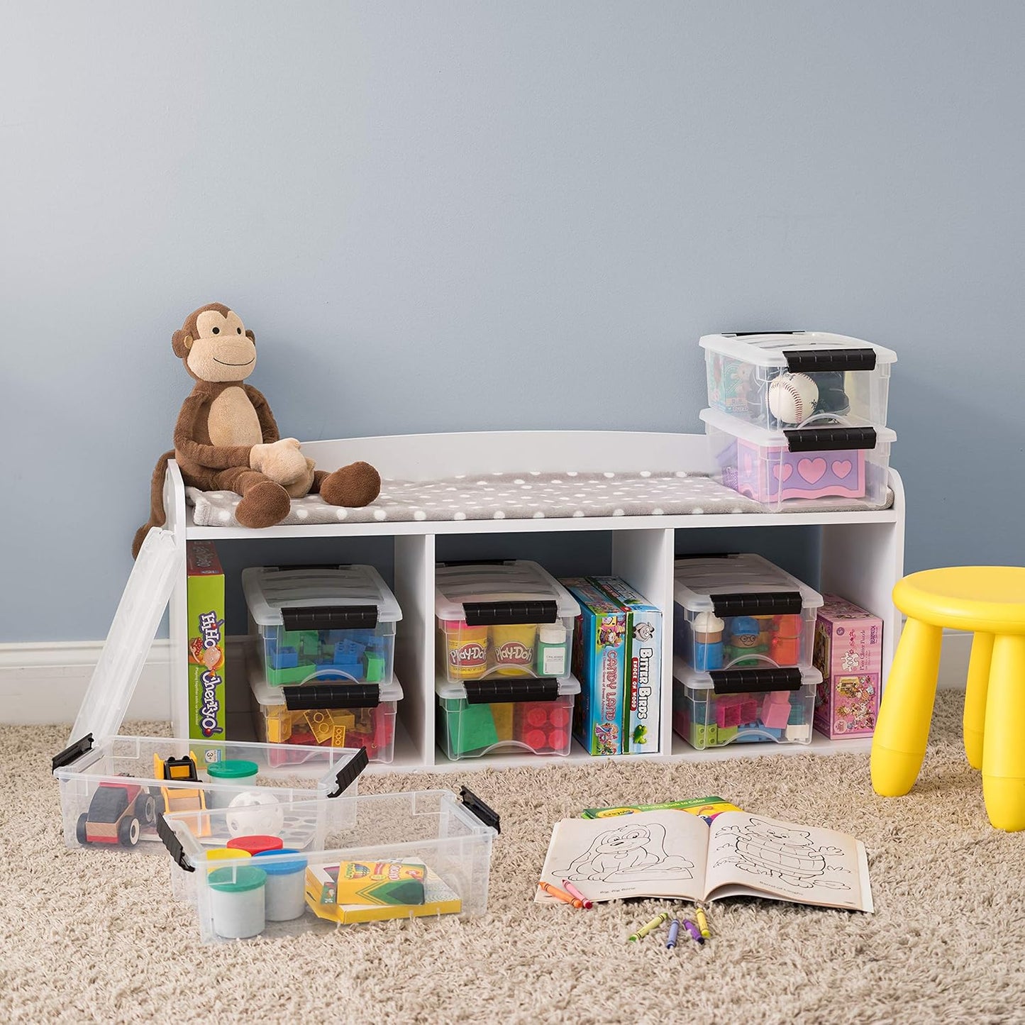 IRIS USA 6 Qt Stackable Plastic Storage Bins with Lids, 10 Pack - BPA-Free, Made in USA - See-Through Organizing Solution, Latches, Durable Nestable Containers, Secure Pull Handle - Clear