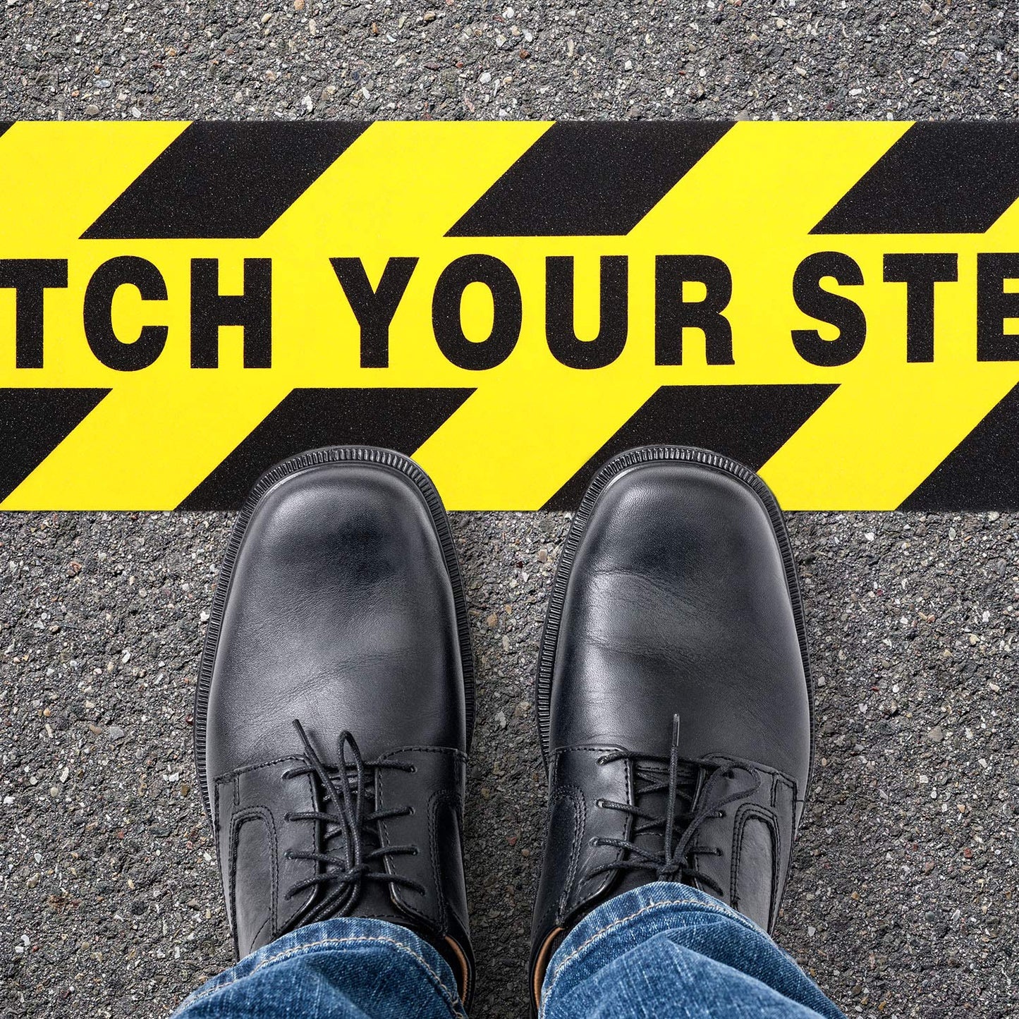 Boao 6 Pieces Watch Your Step Stickers Sign 6 x 24 Inch Caution Watch Your Step Floor Decals Warning Sticker Adhesive Tape Anti Slip Abrasive Tape for Workplace Safety Wet Floor Caution