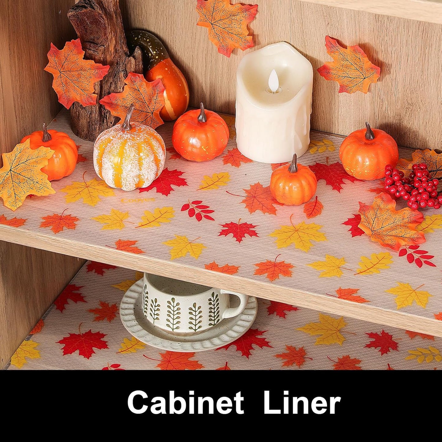 Cooyes Shelf Paper for Kitchen Cabinets Non Adhesive, Waterproof & Oil-Proof Kitchen Drawer Liner for Refrigerator Drawer Fridge Cupboard, (23.6 Inch W x 236 Inch L, Pumpkin Orange)