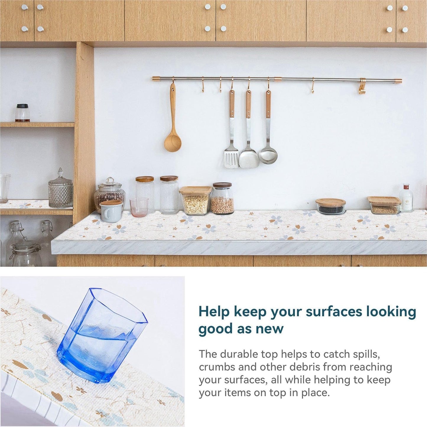 Cabinet Liners 5Rolls 18 x 96 Inch Wide Non Adhesive Kitchen Drawer Liner, Waterproof Shelf Liner Durable Anti-Slip for Kitchen Cabinets Shelf Liner Oil-Proof