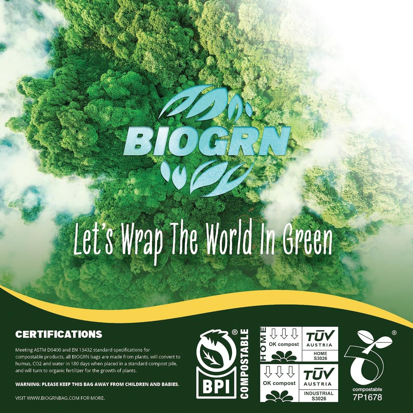 30-33 Gallon Compostable Trash Bags Flat-Top 30 Bags Heavy Duty1.57 Mil, 124.92 Liter Large Lawn and Yard Waste Bag green for Outdoor Garden ASTM D6400, US BPI and OK Compost Home Certified