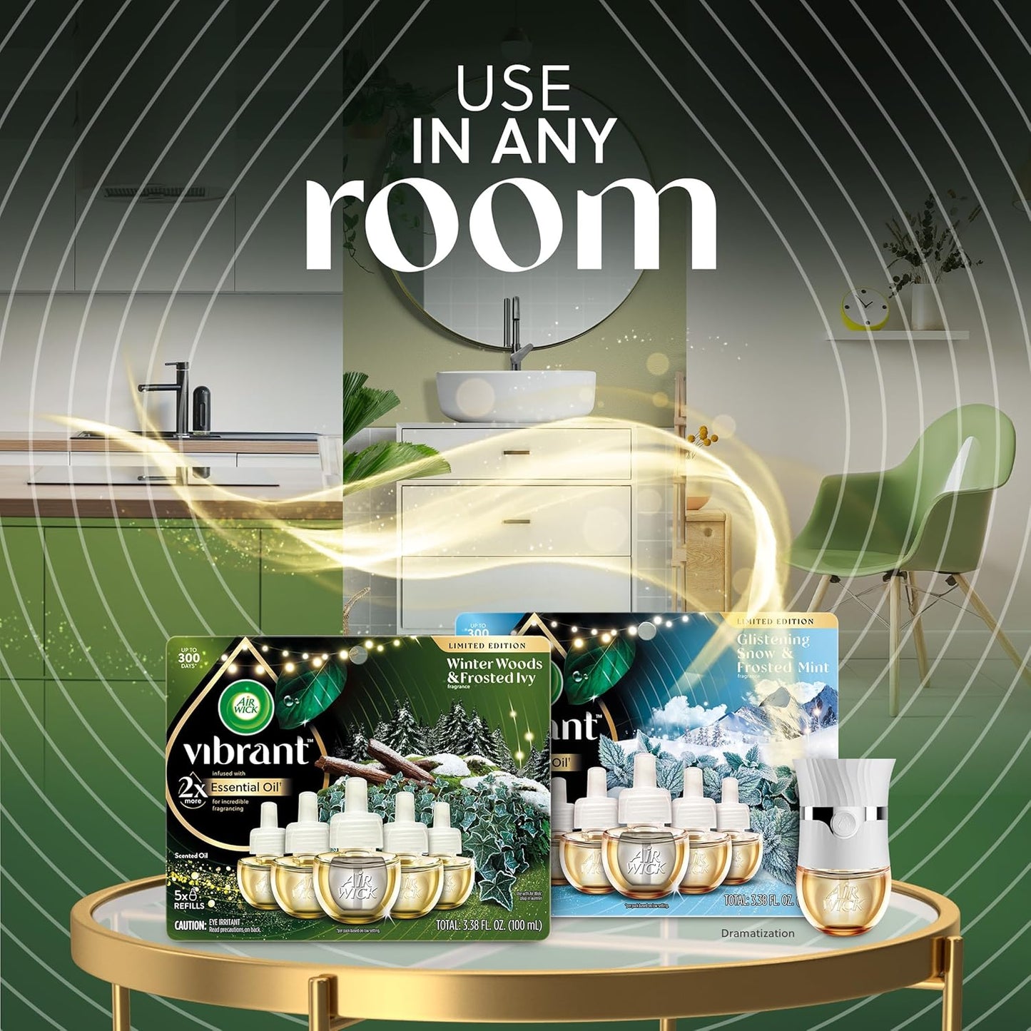 Air Wick Plug In Advanced Scented Oil,Winter Woods + Frosted Ivy,Air Fresheners for Home Long Lasting,Home Room Fresheners,Air Freshener Plug In, House Essentials for Small Spaces + Large Spaces,5 ct