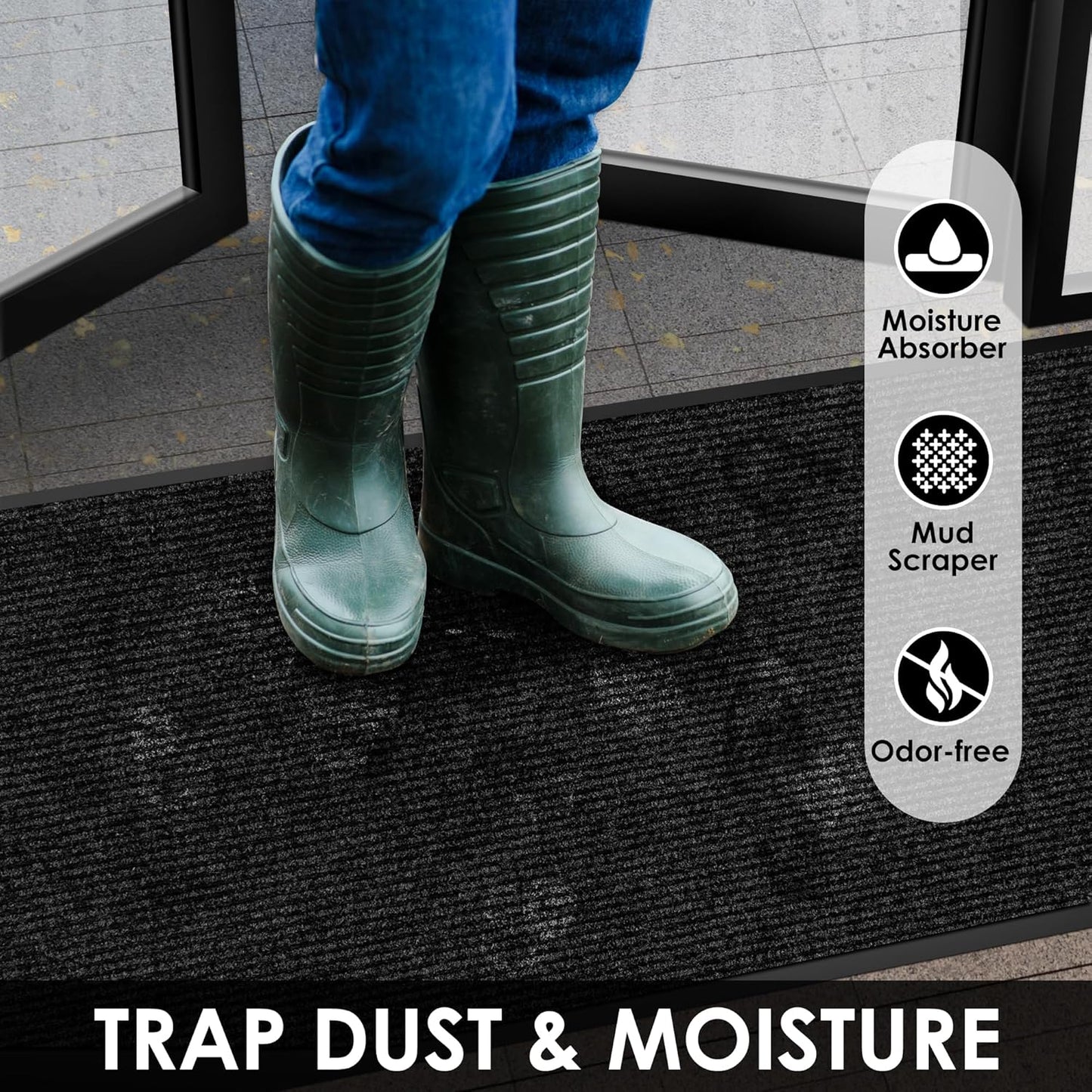 4′ x 64′ Front Door Mat Indoor Outdoor Entrance, Commercial Floor Mat Heavy Duty Dirt Trapper Entryway Doormat, Custom Size Non Slip Rubber Backing Welcome mat, Door Mat for High Traffic Area