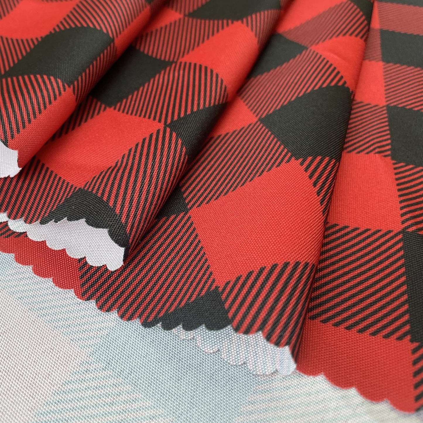 Waterproof Plaid Tablecloth Fabric - Round 58 Inch Classic Gingham Checker Table Cloth for Indoor/Outdoor Use - Buffalo Table Cover for Picnics, BBQs, and Parties