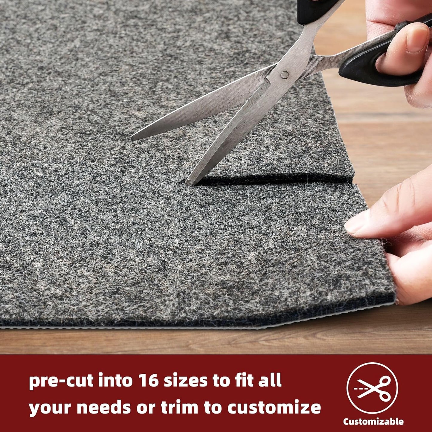 BAGAIL Felt and Natural Rubber Backing Rug Pads 1/8” Thick, 9 x 12 Ft Non Slip Rug Gripper Keep Rugs in Place, Under Area Rug Protective Cushioned Pads, Carpet Runners, Hardwood Floors Protection