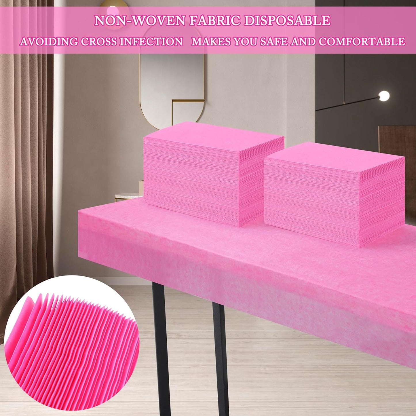 Disposable Bed Sheets 200 Pcs 31" x 71" Massage Table Sheets Non Woven Fabric SPA Bed Cover Breathable for Massage Beauty Tattoos(Pink)