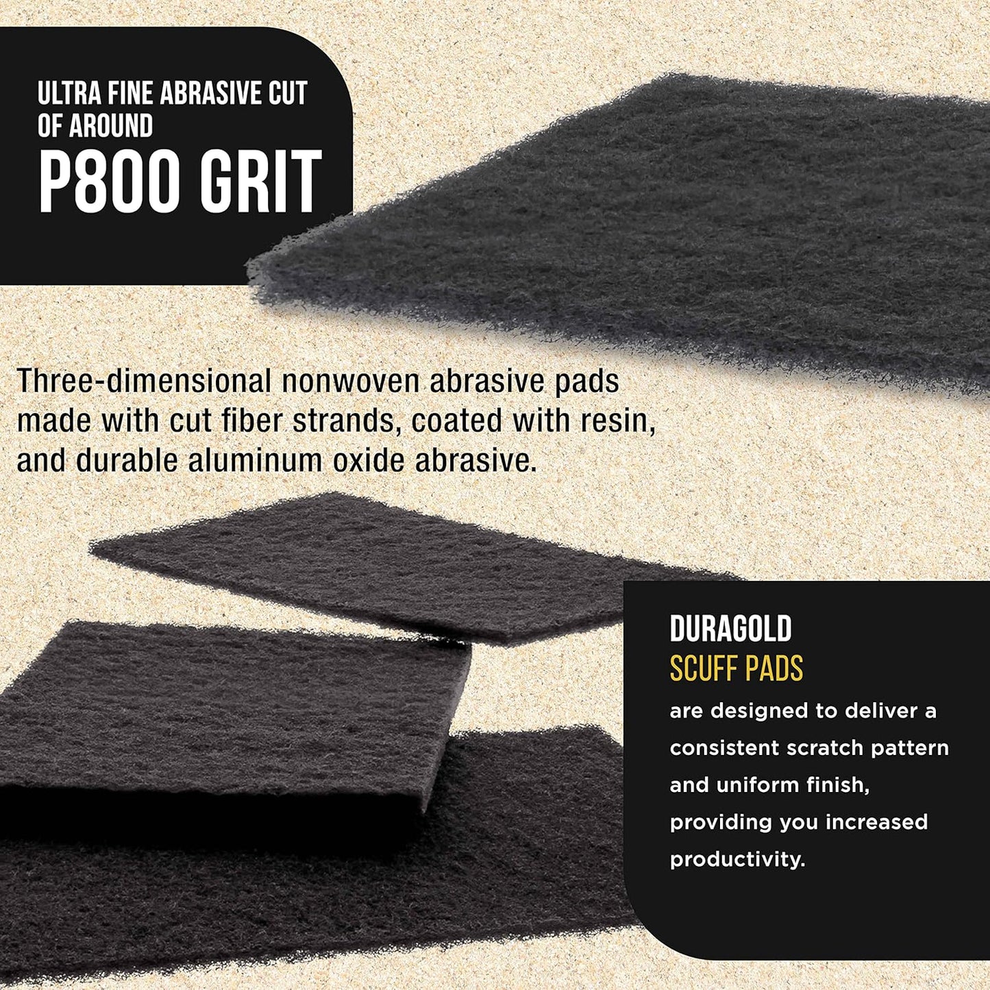Dura-Gold Premium 6" x 9" Gray Ultra Fine General Purpose Scuff Pads, Box of 10 - Final Scuffing, Scouring, Sanding, Cleaning, Paint Color Blend Prep, Surface Adhesion Preparation, Automotive Autobody