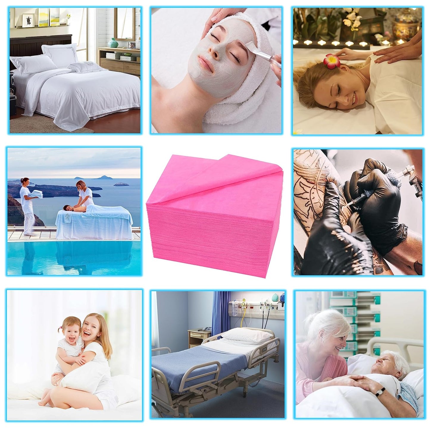 800 Pcs Disposable Bed Sheets 31" x 71" Massage Table Sheets Non Woven Fabric SPA Bed Cover Breathable for Massage Beauty Tattoos (800 Pcs Pink)