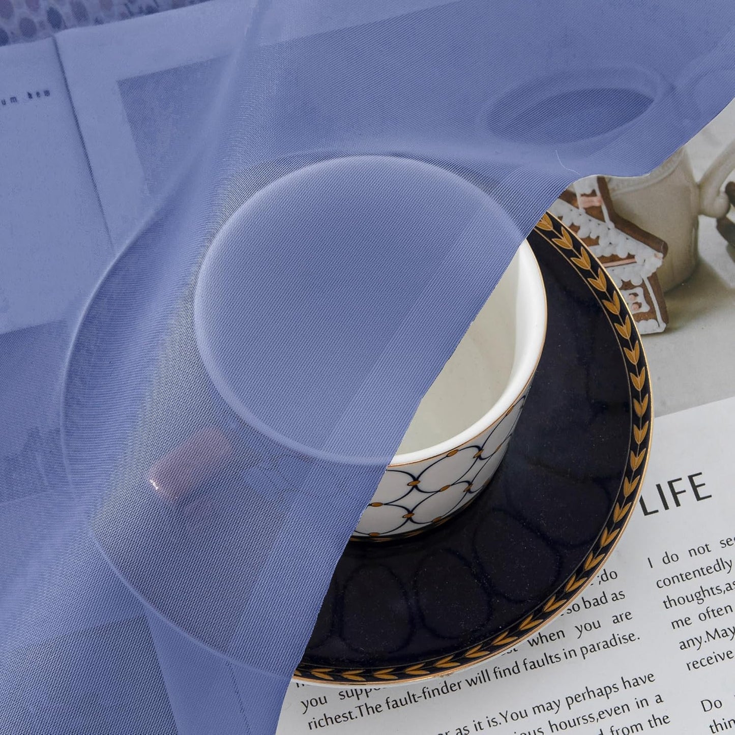 Chyhomenyc Royal Blue Sheer Curtains 78 Inches Long 2 Panels Set for Living Room, Light Filtering Voile Lightweight Bedroom Curtains, Rod Pocket Solid Window Treatment Drapes, Each 42W x 78L