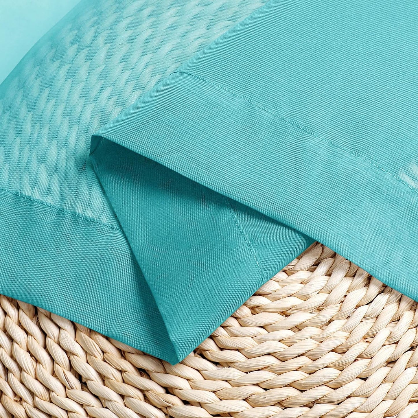 Chyhomenyc Turquoise Sheer Curtains 63 Inch Length 2 Panels, Light Filtering Airy Rod Pocket Window Curtain Treatment Drapes for Bedroom Living, Each 42Wx63L Inches