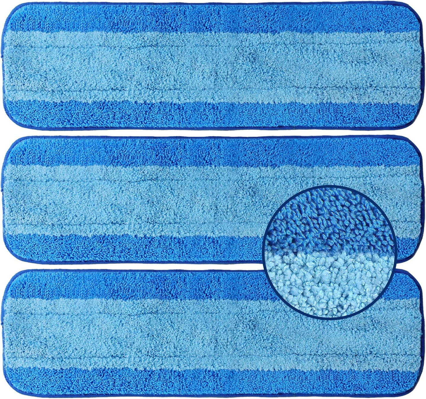 3 Pack Microfiber Cleaning Pads for Bona Mop, Reusable Microfiber Mop Pads for 18 Inch Mop, Hardwood & Hard Surface Floors Replacement Cleaning Mop Pads, Machine Washes