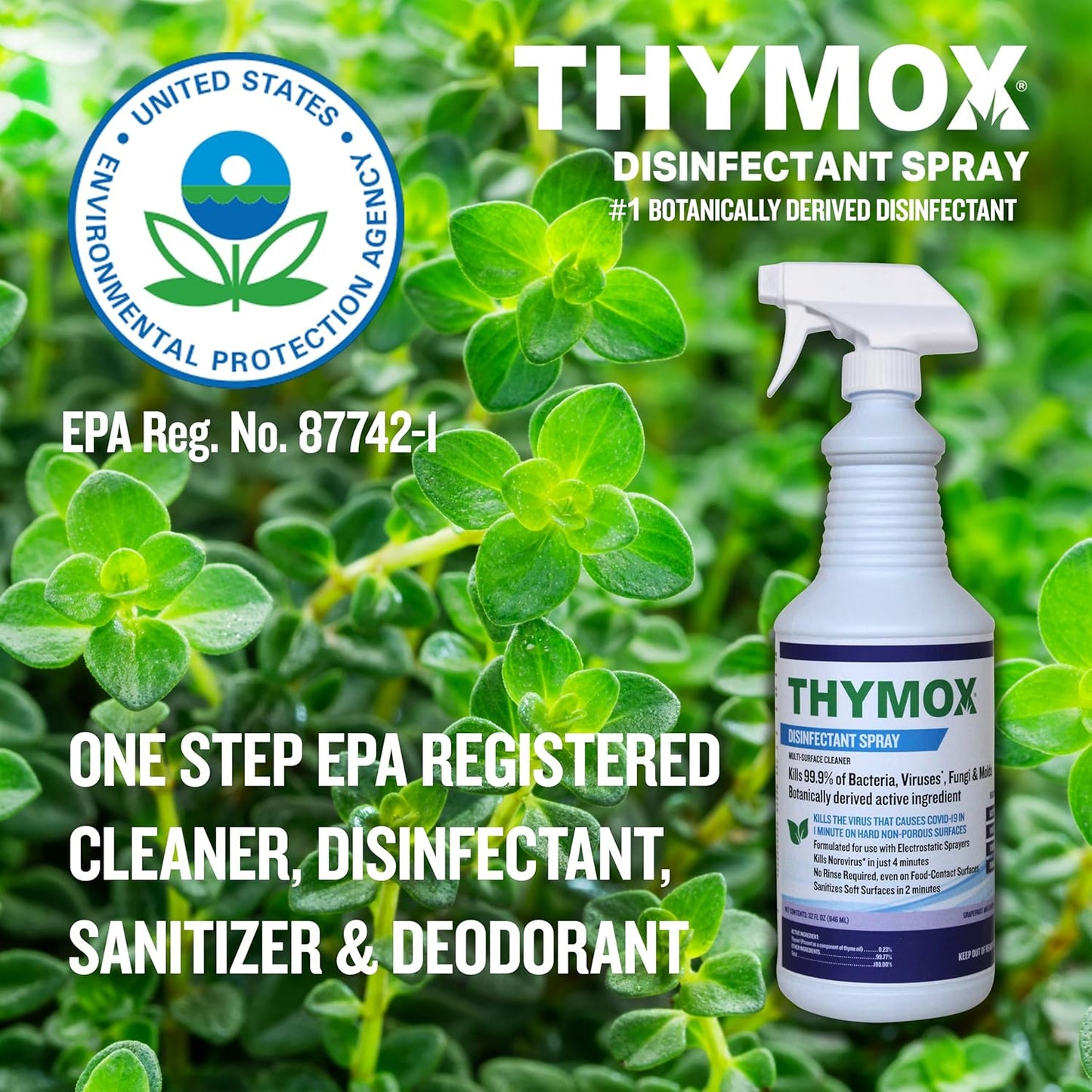 Botanical Disinfectant Spray 32 oz - All Natural Multipurpose Cleaner, Pet Friendly, Hospital Grade Disinfectant, Kitchens, Pet Hospitals, Vet Clinics, Restoration, Lemongrass Fragrance