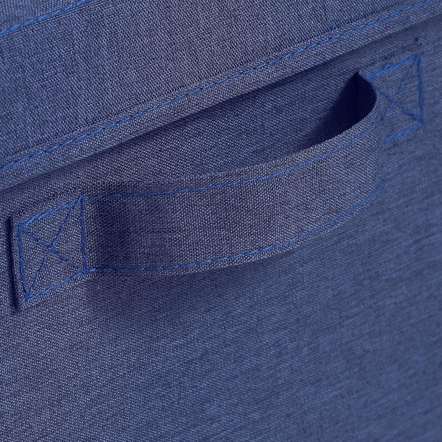 HOONEX Foldable Storage Bins with Lids, Pack of 2, Storage Boxes with 2 Carrying Handles and Heavy Cardboard, 16.5" L x 11.8" W x 7.5" H for Shoes, Clothes, Blue