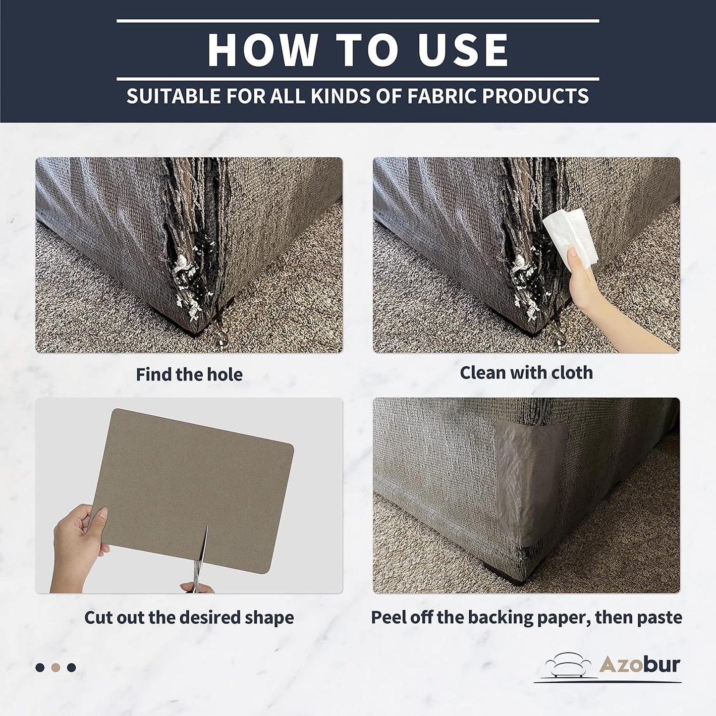 Azobur Velvet Patch,Self-Adhesive Rectangular Flannel Fabric Patch,Multicolor Available Anti Scratch Velvet 8X11 Inch Peel and Stick for Sofas, Automotive Interior, Handbags,and Pillow (Black)