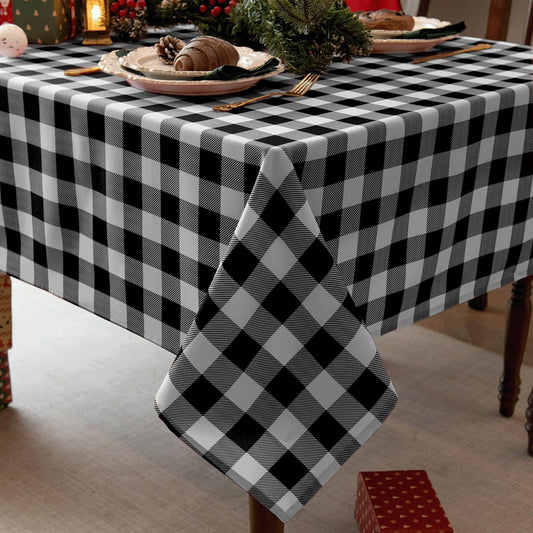 Waterproof Checkered Tablecloth Fabric - Rectangle 58x84 Inch Classic Gingham Buffalo Plaid Table Cloth for Indoor/Outdoor Use - Washable Table Cover for Kitchen, BBQs, and Parties