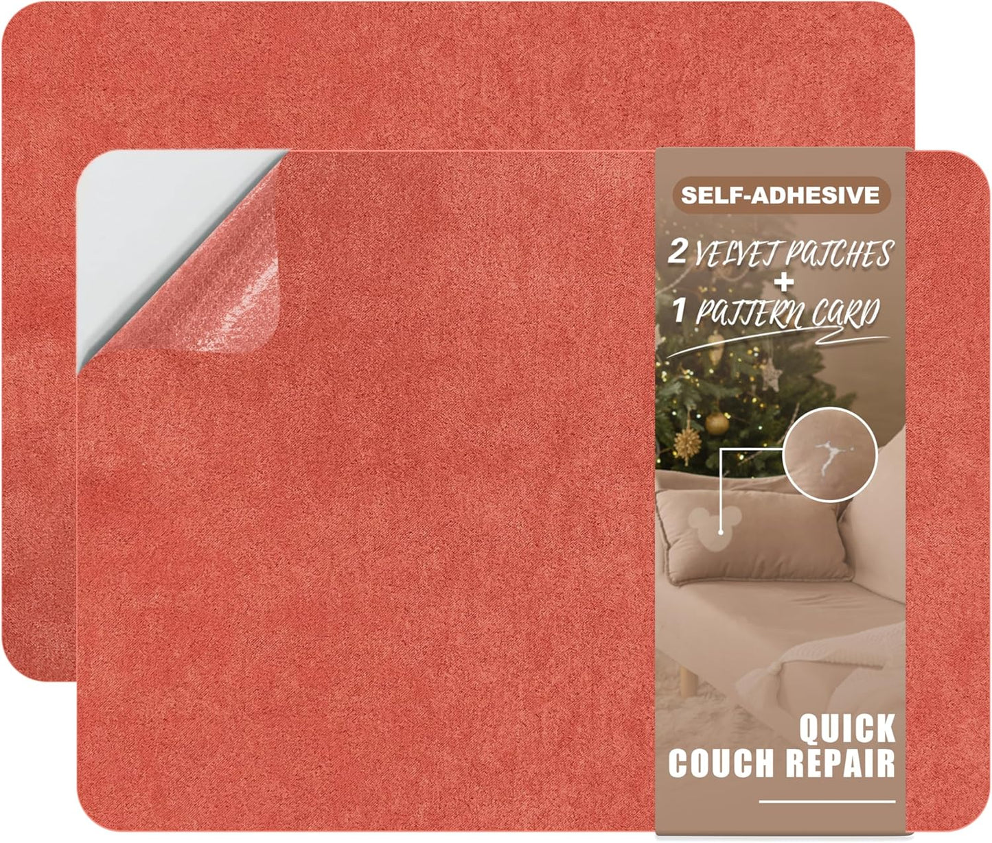 Azobur Fabric Couch Repair Patch 8.3 x 11 inches,Self-Adhesive Fabric Repair Patch for Furniture,Handbag,Sofa,Car Seats-(Red)