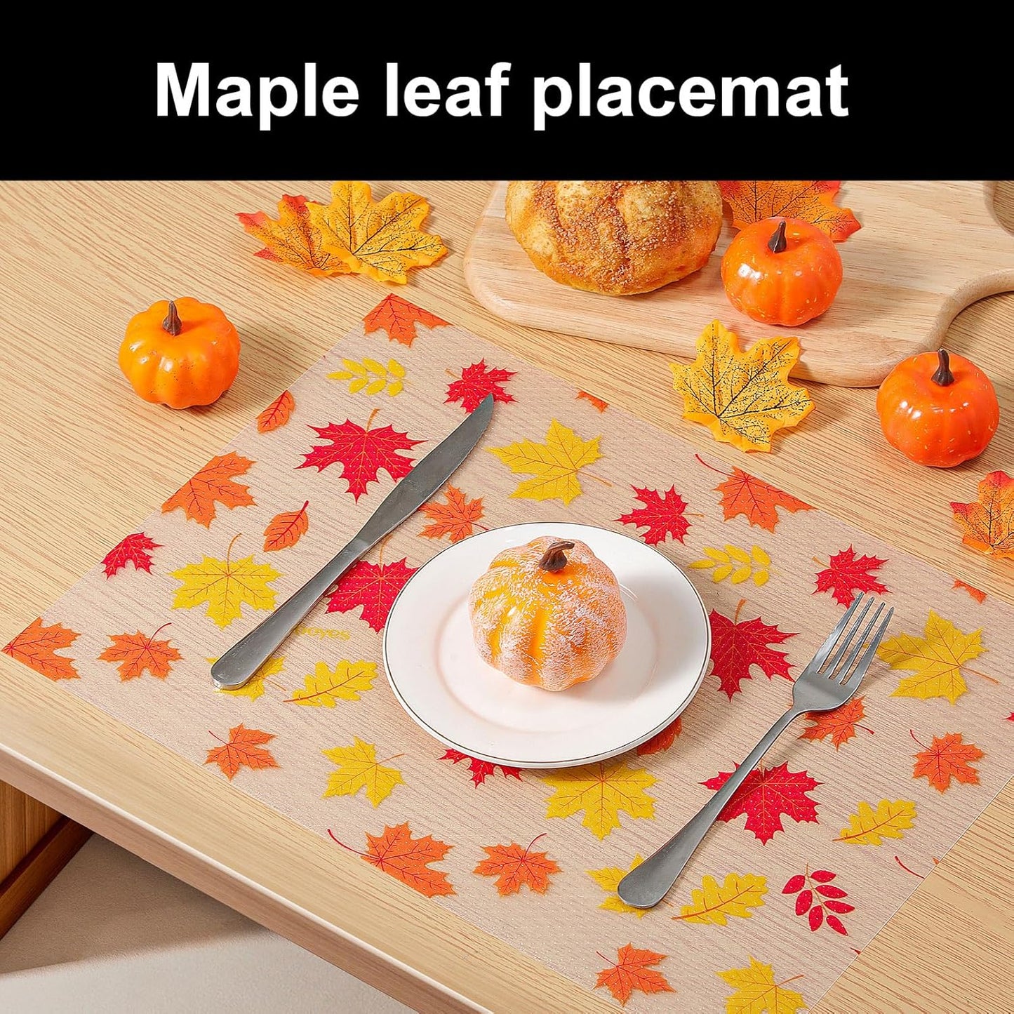 Cooyes Fall Maple Leaf Shelf Liner, Non-Adhesive Waterproof Drawer Liner, Easy-to-Cut EVA Shelf Paper for Kitchen Cabinets, Refrigerator, Cupboard, and Dresser, Fall Kitchen Decor (Pumpkin Orange)