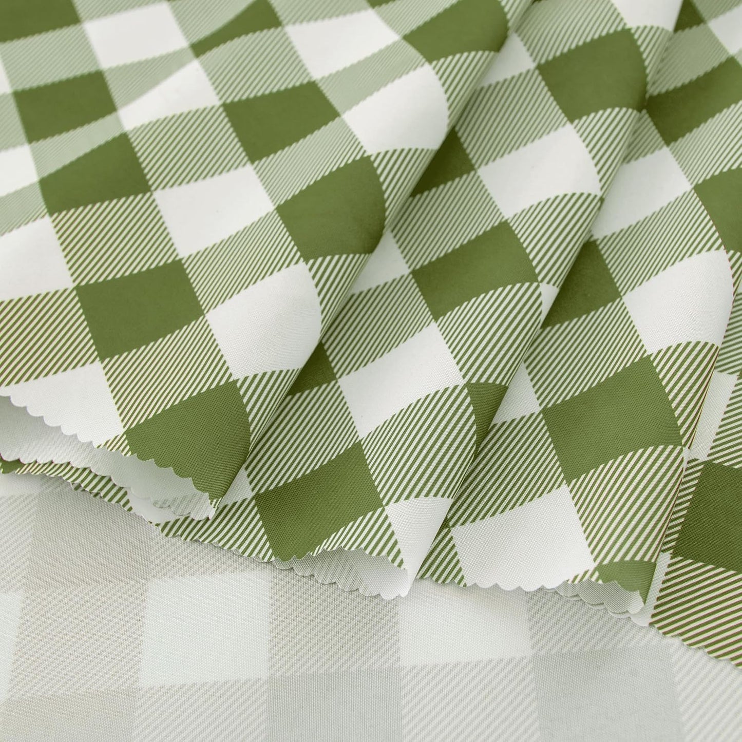 Waterproof Plaid Tablecloth Fabric - Round 50 Inch Classic Gingham Checker Table Cloth for Indoor/Outdoor Use - Buffalo Table Cover for Picnics, BBQs, and Parties