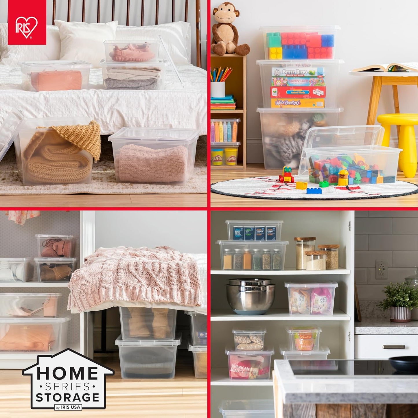 IRIS USA 6-Pack Storage Bins with Lids, 6 Quart, Shoe Boxes Clear Stackable Containers Organize Shoes Closet Shelves, Classroom Organization Teacher Tools, Game Storage - BPA-Free Plastic