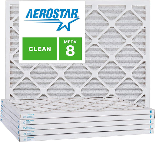 Aerostar Air Filters 6x30x1 MERV 8,Healthier Air For Your Home, 6" x 30" x 3/4", Box of 6