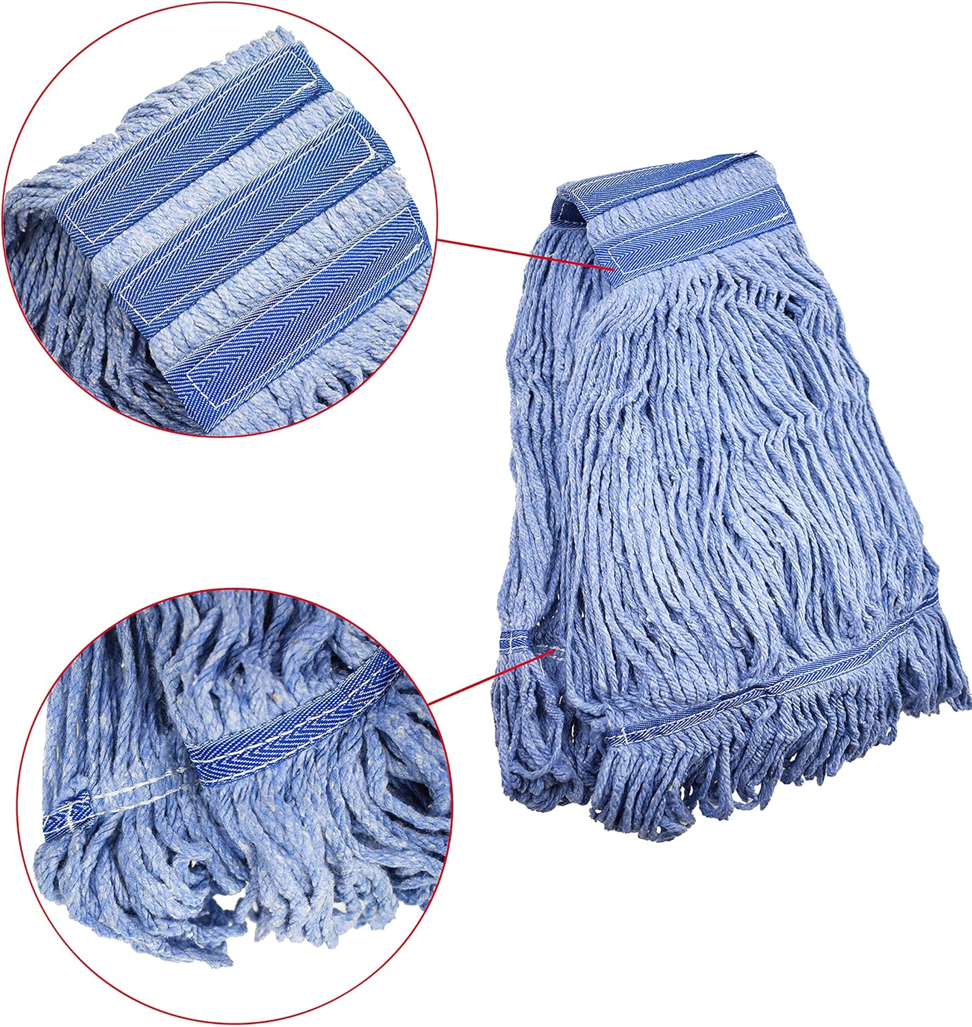 Mop Head Replacement Commercial Heavy Duty String Blue Wet Mop Heads for 3 Typs Commercial Mop Handle(6,Medium,Weight 16oz)