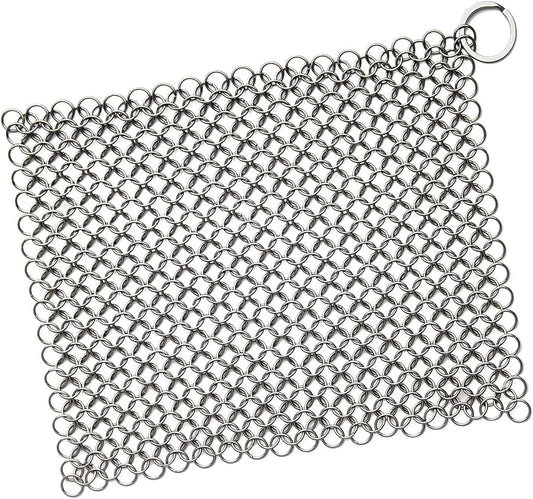 Scrubber Chainmail - Cleaner for Cast Iron Stainless Steel Anodized Cookware Scraper Cleaning Dutch Ovens Scourer for All Types of Skillet Griddles Cast Iron Pans Pots Grills & Dutch Ovens by Krisp