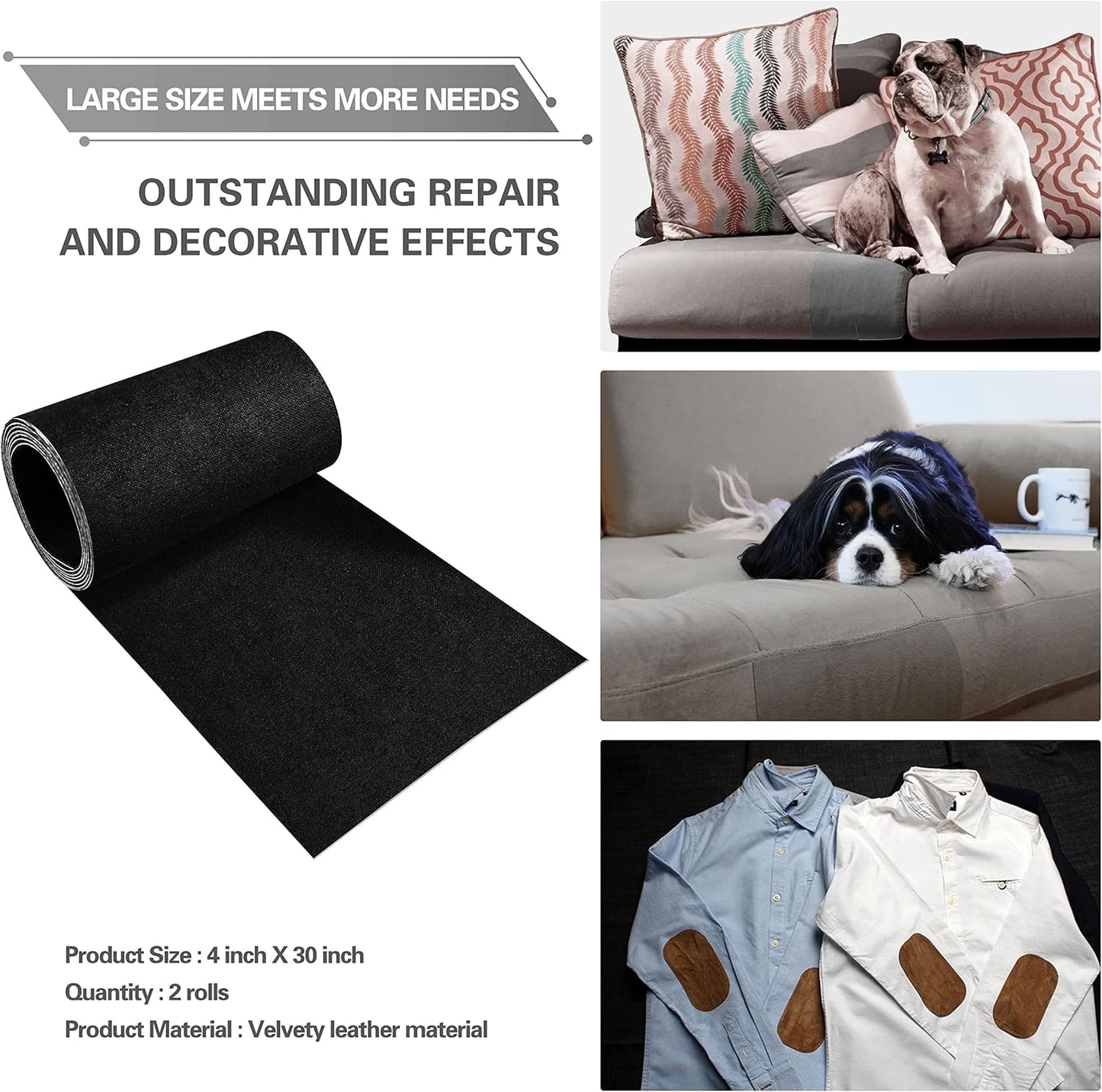 Azobur Sofa Fabric Repair Patch - Self-Adhesive Microfiber Patch for Couch, Multicolor