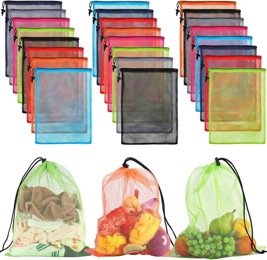 iMucci 13"X15.5" 24Pcs Mesh Laundry Drawstring Bag Nylon Drawstring Gym Bag with Cord Lock Closure