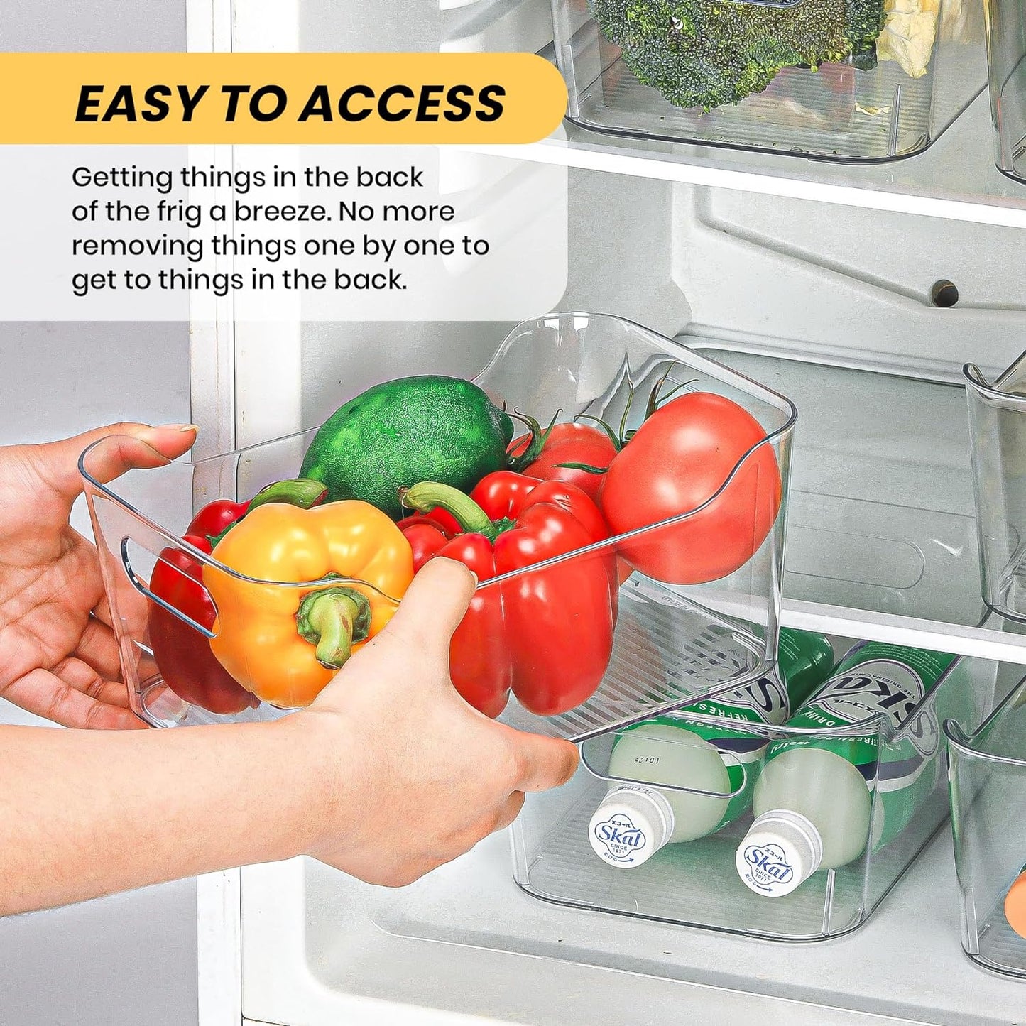 Clear Plastic Storage Bins, Set of 12, Multi-Use Organization and Storage Containers for Pantry, Cabinet, Refrigerator, Freezer, Bathroom, Organizer Bins for Home & Kitchen