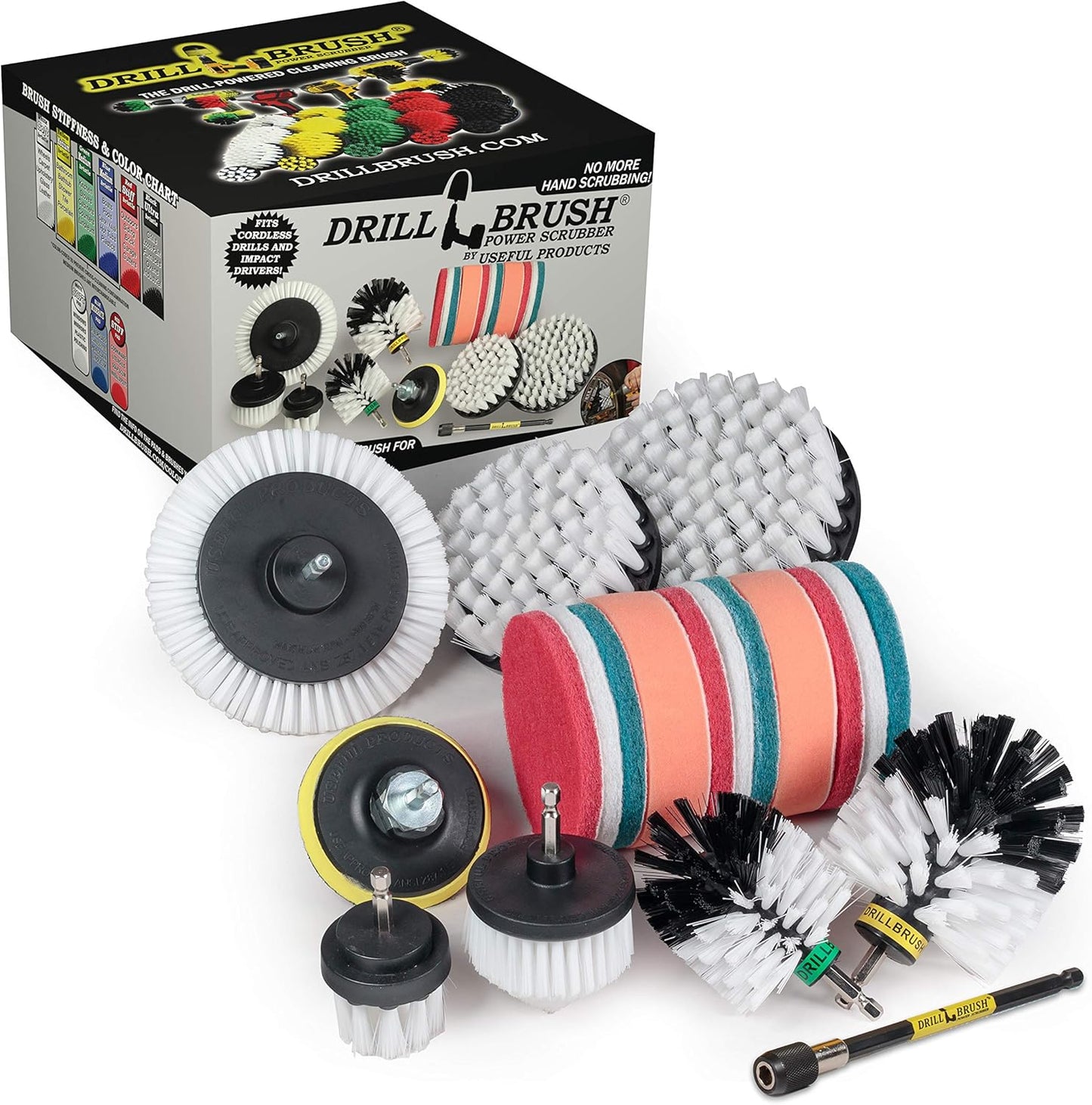 Drill Brush Power Scrubber by Useful Products - Carpet Cleaner - Car Cleaning Kit - Car Wash Kit - Glass, Glass Cooktop, Upholstery Cleaner - Upholstery Brush For Auto Detailing - Pet Hair Remover Set