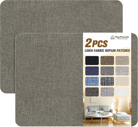 Fine Linen Repair Patches, Self-Adhesive Linen Fabric Patches, 8X11 inch 2 PCS, Multi Color, Can be Used for Linen Sofa Repair and Linen Clothes Repair(8" x 11"-2PCS,Cream-Gray)