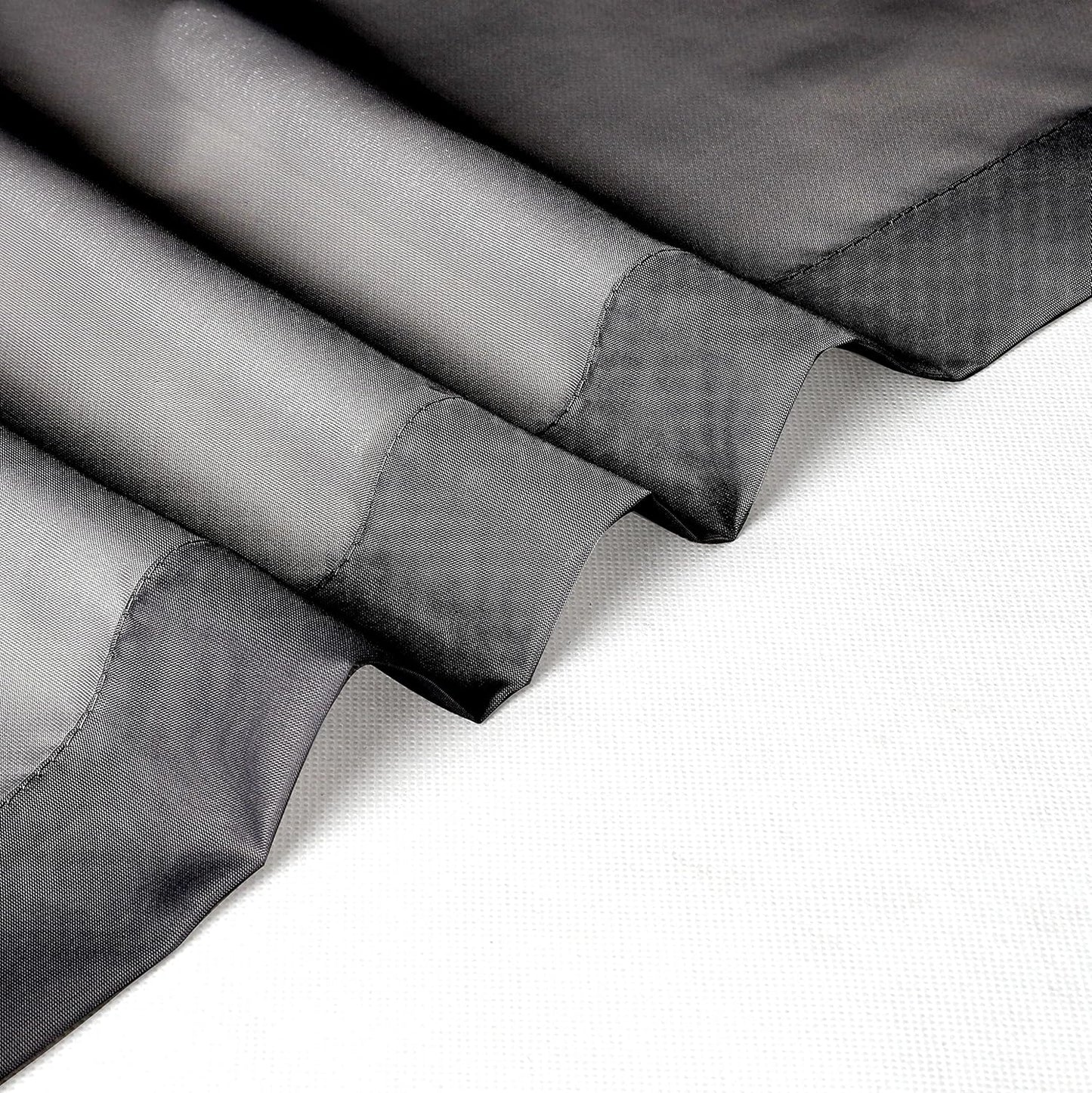 Chyhomenyc Black Sheer Valances for Windows 2 Pack, 42W x 14L Inches Small Window Curtains for Living Room Bathroom Cafe Laundry Basement, Elegant Top Dual Rod Pocket Voile Curtain