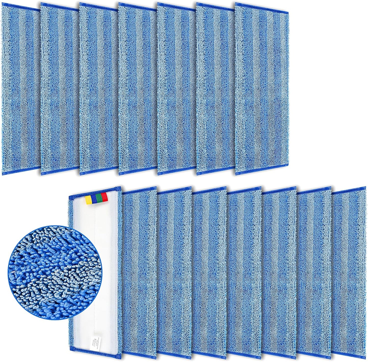 Replacement Microfiber Mop Pad – Universal 17-18" Heavy Duty Reusable Refill – Thick Commercial Cleaning Pad for Wet & Dry Use (15 Pack - 18in Flat Mop Head (Trapezoid))