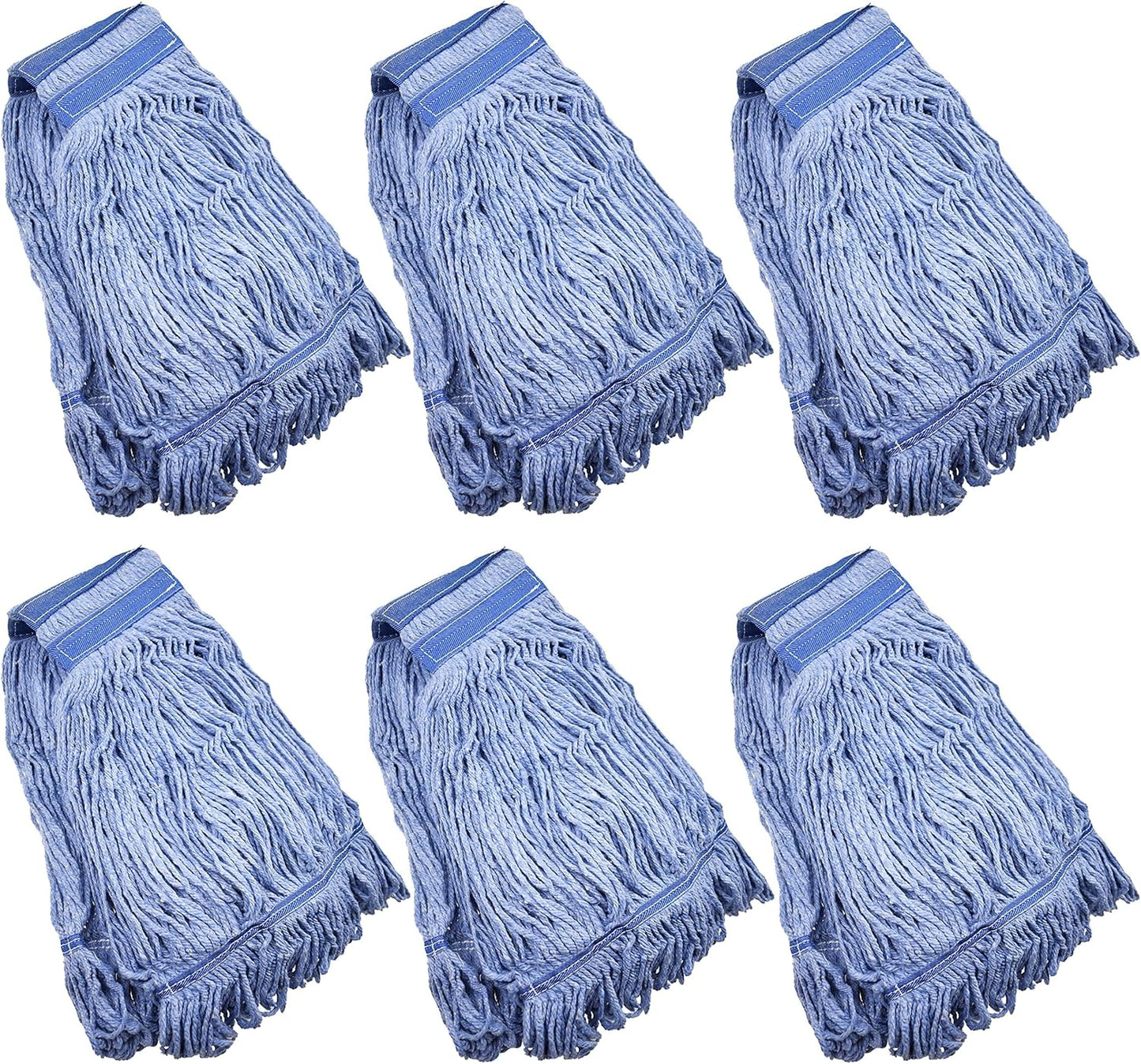 Mop Head Replacement Commercial Heavy Duty String Blue Wet Mop Heads for 3 Typs Commercial Mop Handle(6,Medium,Weight 16oz)