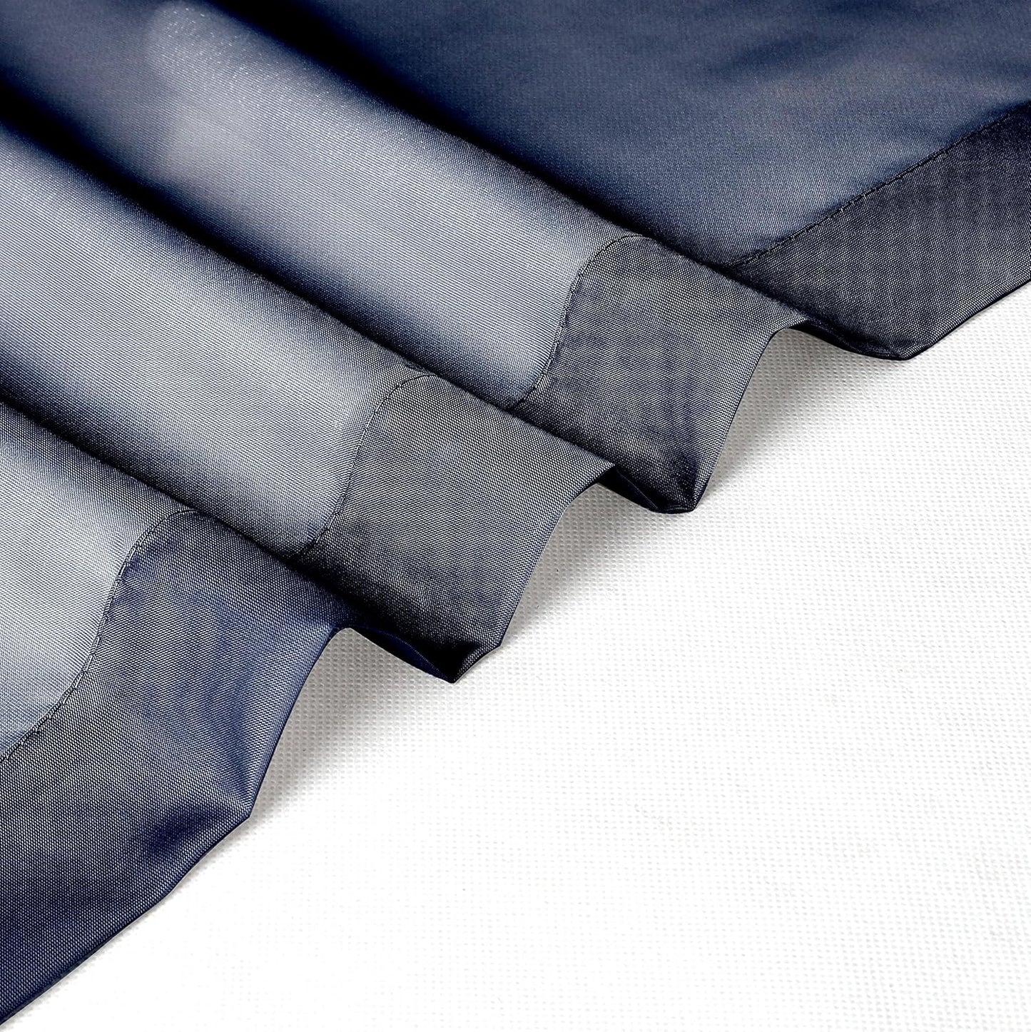 Chyhomenyc Navy Blue Sheer Curtains 30 inch Length 2 Panels, Light Filtering Voile Rod Pocket Short Window Curtians for Bathroom Living Room Farmhouse Small Windows, 42Wx30L inches