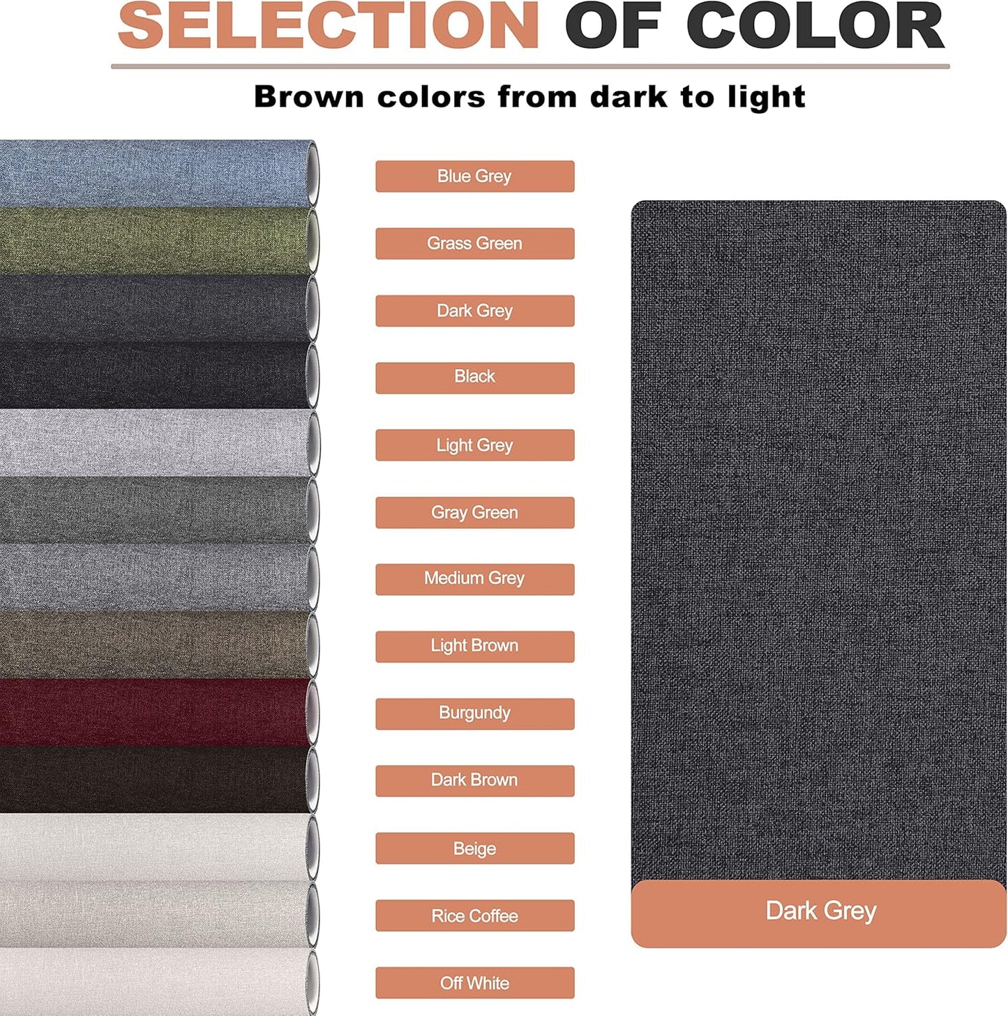 Fine Linen Fabric Patches, Self-Adhesive, Extra Large 12x40 inch, Multi Color, for Sofa & Clothes Repair (Dark Grey)