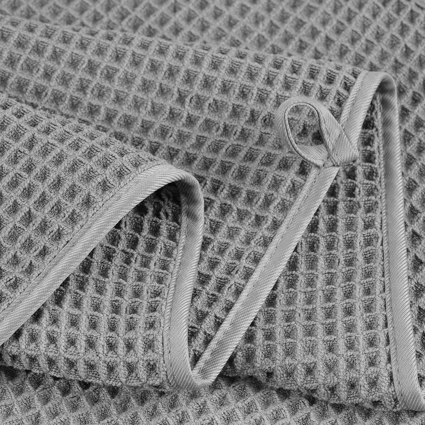 POLYTE Microfiber Oversize Quick Dry Lint Free Bath Towel, 60 x 30 in, 4 Pack (Waffle Weave)